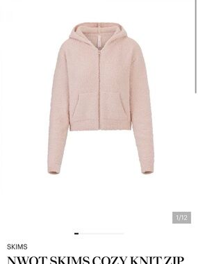 SKIMS Plush Zip Hoodie - Light Blush